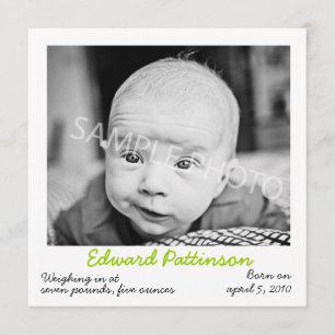 Anúncio verde do nascimento