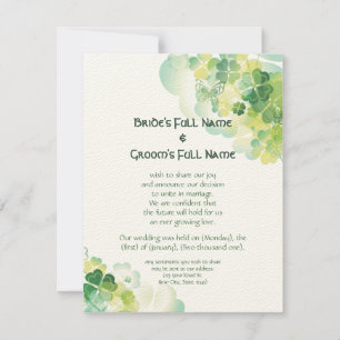 Anúncio verde dos cantos do trevo e da borboleta