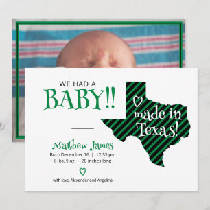 Anúncio Verde/Preto Feito no Texas Photo Baby