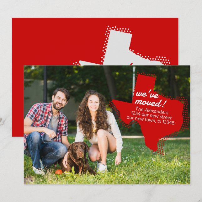 Anúncio Vermelho que nos movemos - Texas pontilhado movend (Frente/Verso)