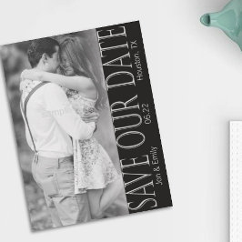 Anúncio Vertical Preto e Branco Save the Date 5 x 7