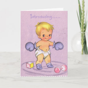 Anúncio Vintage Baby Announcement/Boxing Gloves