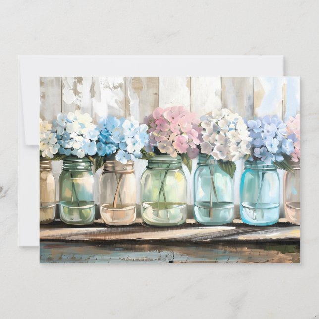 Anúncio Vintage Blossom Hydrangea Mason Jars (Frente)