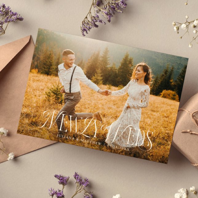 Anúncio Vintage Elegant Newlyweds Foto De Casamento (Criador carregado)