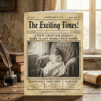 Anúncio vintage gold Newspaper Pregnancy Announcement