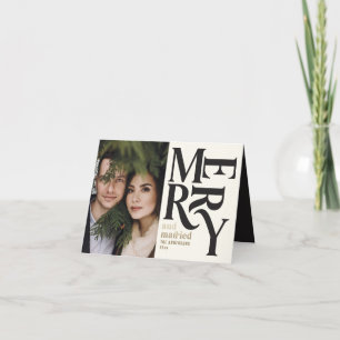 Anúncio Vintage merry and married Christmas photo wedding