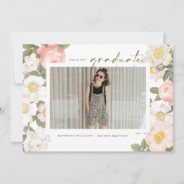 Anúncio Vintage Pastel Flowers White Photo Graduação