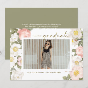 Anúncio Vintage Pastel Flowers White Photo Graduação