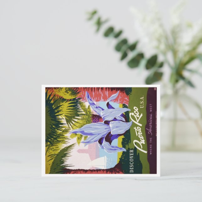 Anúncio Vintage Porto Rico Viagem Tropical (Em pé/Frente)