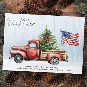Anúncio Vintage Red Truck US Flag Patriotic Holiday Moving