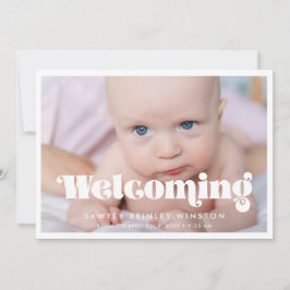 Anúncio Vintage retro script Welcoming baby Photo