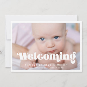 Anúncio Vintage retro script Welcoming baby Photo
