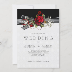 Anúncio Vintage Rosa vermelha Baby's Breath Casamento