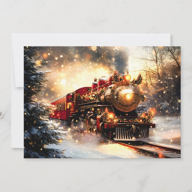 Anúncio Vintage Snowy Night Christmas Train Express (Frente)