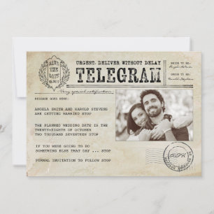 Anúncio Vintage Telegram Velho Idoso Salve a Foto da Data