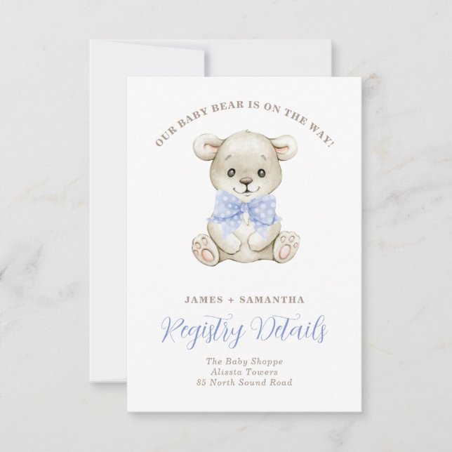 Anúncio Watercolor Baby Bear Blue Arco Gift Registry (Frente)