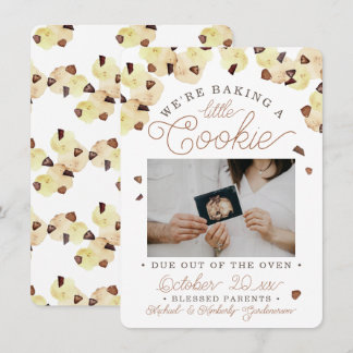 Anúncio Watercolor Cookie Pregnancy Photo Announcement