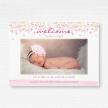 Watercolor Floral Pastel Baby Girl Foto Birth
