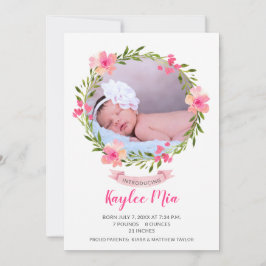 Anúncio Watercolor Floral Wreath Photo Birth