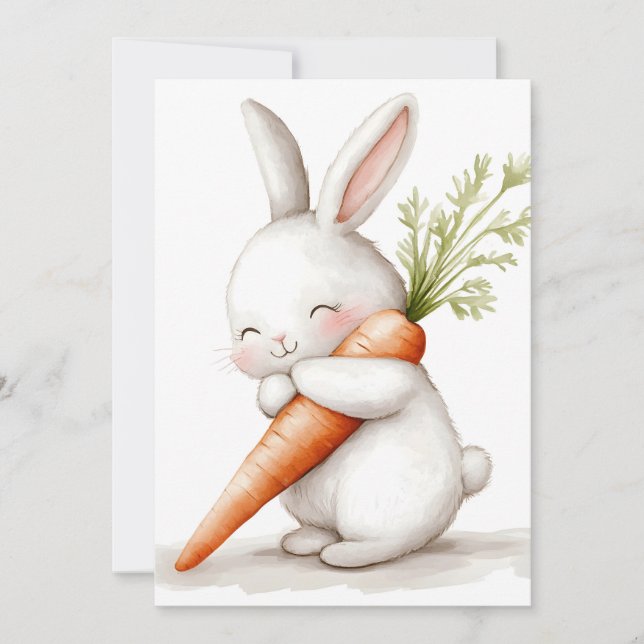 Anúncio Watercolor Fluffy Bunny Carrot Love (Frente)