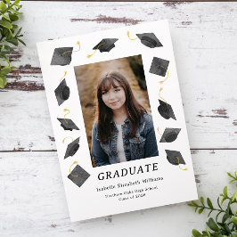 Anúncio Watercolor Graduation Caps Grad Party Invitation
