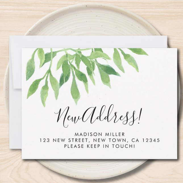 Anúncio Watercolor Greenery New Address Moving (Criador carregado)