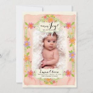 Anúncio Watercolor Modern Painterly Floral Baby Girl Birn
