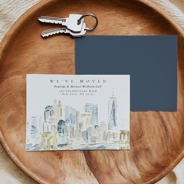 Anúncio Watercolor New York City Skyline Moving (Watercolor New York City Skyline Moving Announcement)