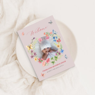 Anúncio Watercolor Wildflower Baby Girl Foto Birth