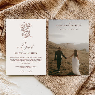 Anúncio We Eloped Brown Floral Boho | Photo Wedding