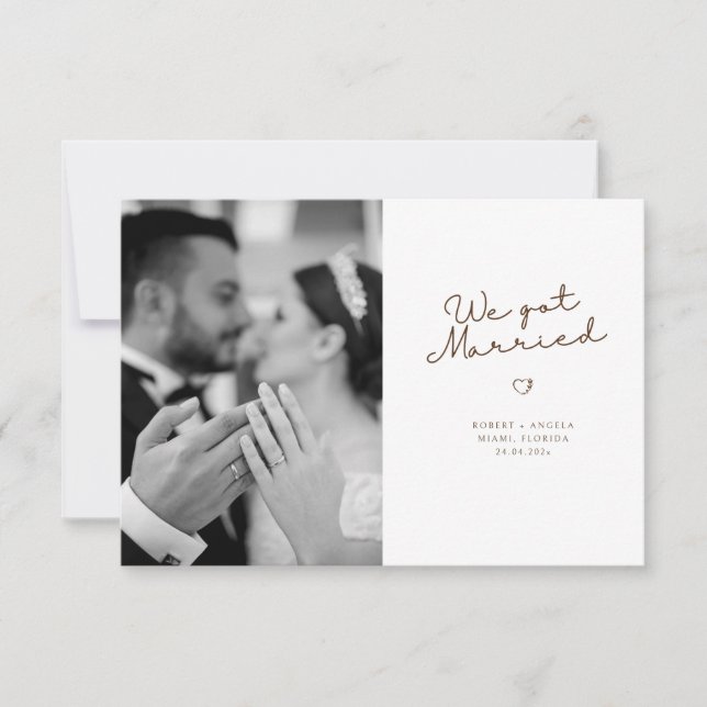Anúncio we got married Dark Grey Brown script (Frente)