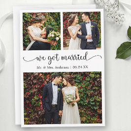 Anúncio We Got Married Heart Calligraphy 3 Photos Wedding