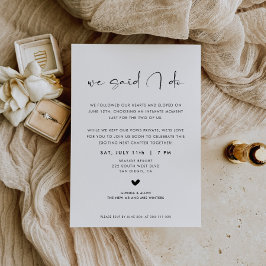 Anúncio We Said I Do Elopement Reception Invitation