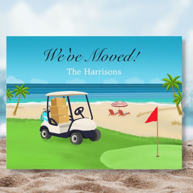 Anúncio We've Moved Golf Course Beach Moving Announcement (Criador carregado)