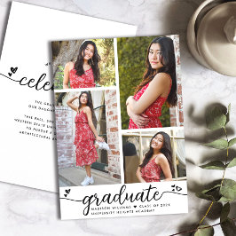 Anúncio White Black Graduation 4 Photo Calliografia Hearts