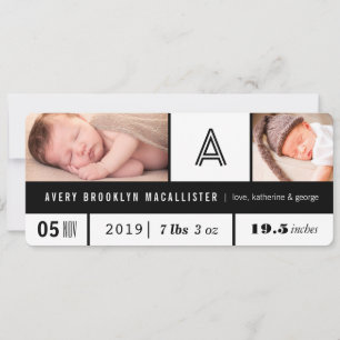 Anúncio White e Black Multi Grid Baby Stats 2 Foto Nascime