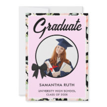 Wildflower Black Gingham Bow Photo Graduation