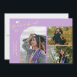 Anúncio Wisteria Graduate She Believed Multi Photo<br><div class="desc">Modern and whimsical graduation announcement photo card featuring 3 photos on the front and 1 on the back. The text says "She believed she could so she did" with twinkling stars. Add the graduate's name,  information,  and message to personalize this card. Wisteria.</div>