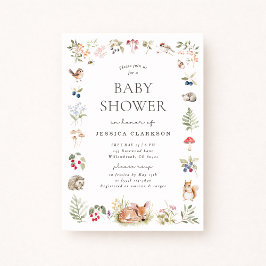Anúncio Woodland Forest Animals Baby Shower Invitation