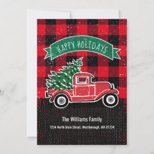 Anúncio Xadrez de Feriado de Vintage Truck Red Buffalo em