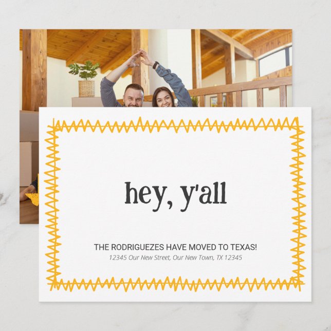 Anúncio Yellow Ei Y'all - Mudou para o Texas (Frente/Verso)