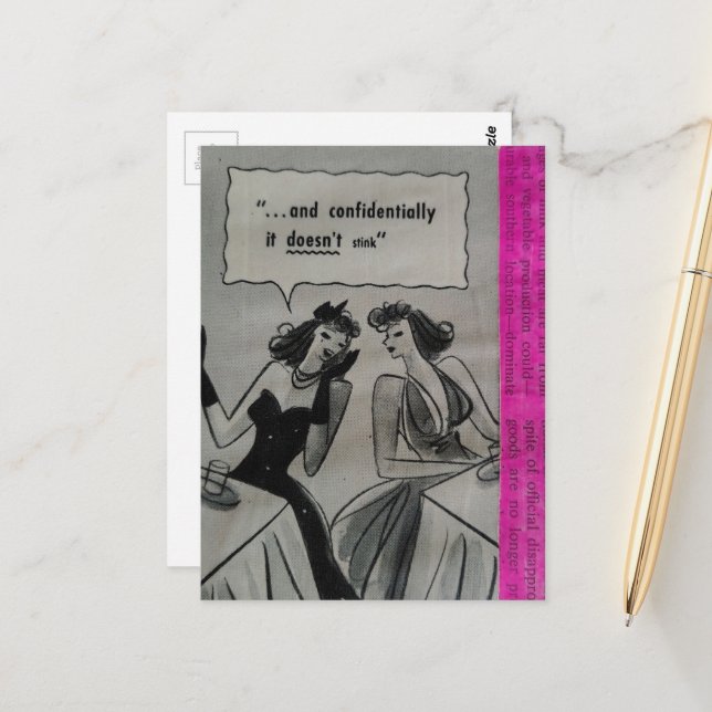 Anúncios Antigos em Colagem Rosa com Mulheres (Frente/Verso In Situ)