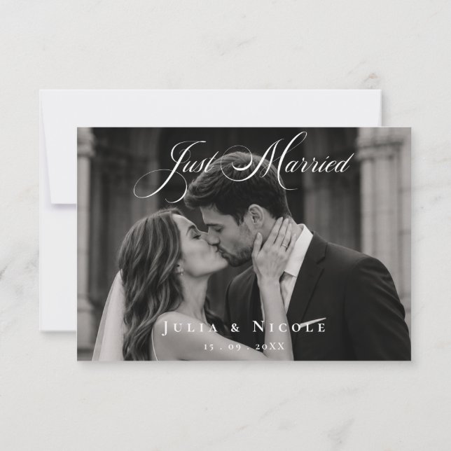 Anúncios de Casamento com Foto Clássica de Recém-C (Verso)