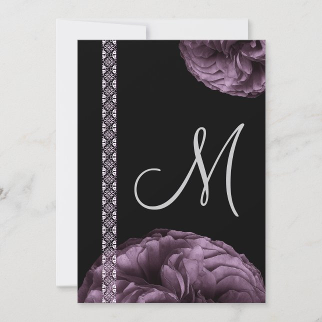 Anúncios de Casamento com Rosas Roxas e Renda (Frente)