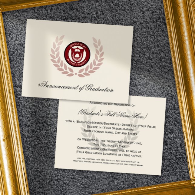 Anúncios de Formandos ou escola de logotipo (formal traditional graduation announcement cards)