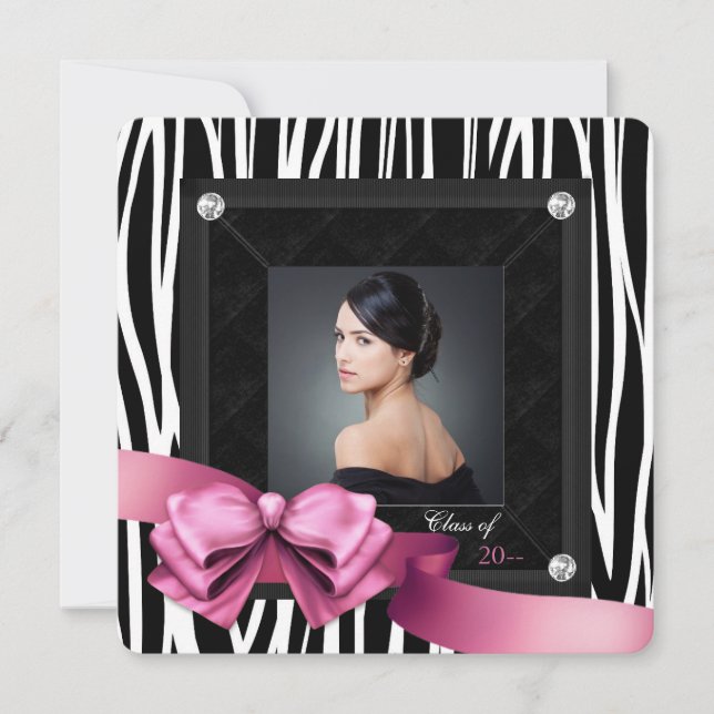 Anúncios de Formatura com Foto da Zebra Rosa (Frente)