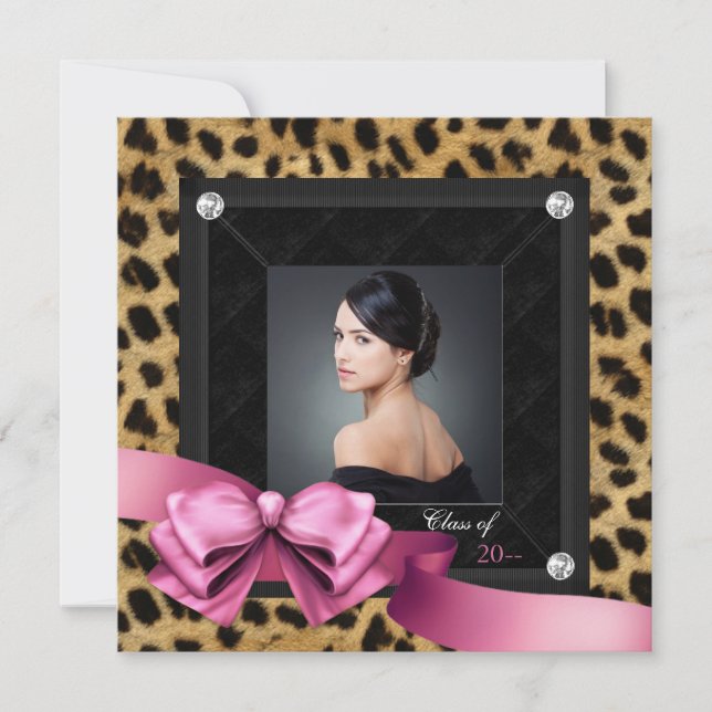 Anúncios de Formatura com Foto de Leopardo Rosa (Frente)
