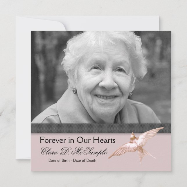 Anúncios de Funeral com Foto de Mulher com Pombo P (Frente)