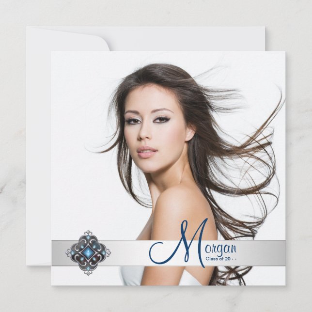 Anúncios de Graduação de Fotos Azul Teal (Frente)