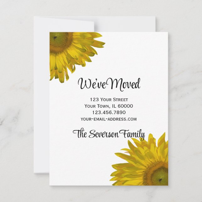 Anúncios de mudança de endereço em girassol amarel (Frente)